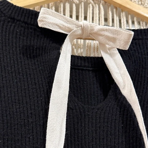 Zara Black Crew Neck Women's Sweater with Tie Back Collar - Picture 4 of 8